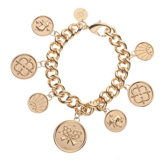 Jane Win Jewelry - Gold Charm Coin Link Bracelet - Women's Fashion Bracelet